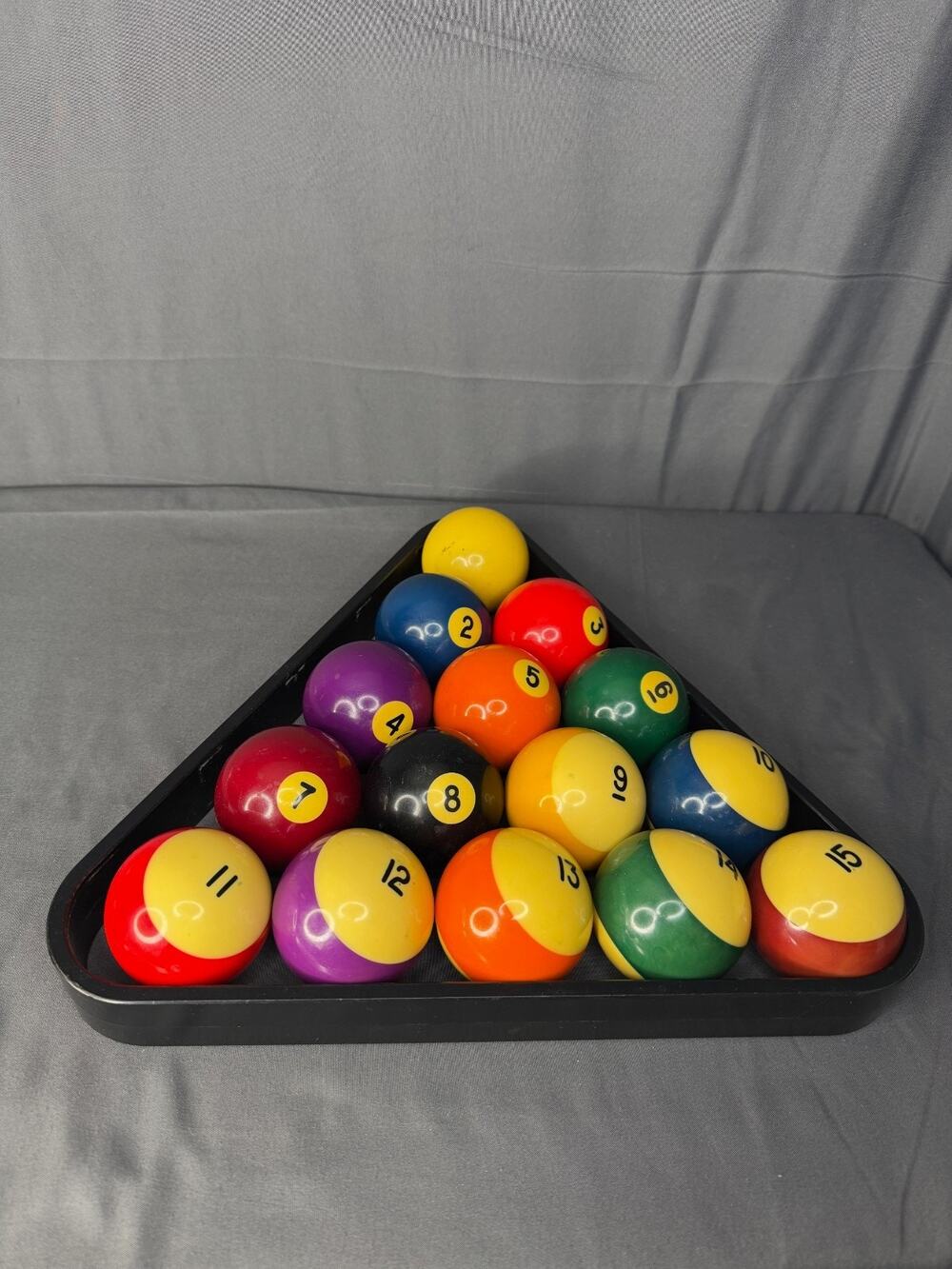Vintage Pool Ball Set With Triangle 1950’s-1960’s MISSING #1 Ball